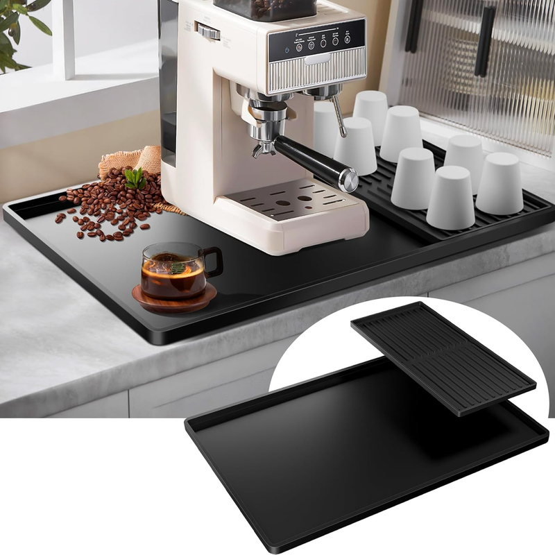 Silicone Coffee Mat, 24-in x 16-in Coffee Bar Mat with Removable Dishwasher Dryi