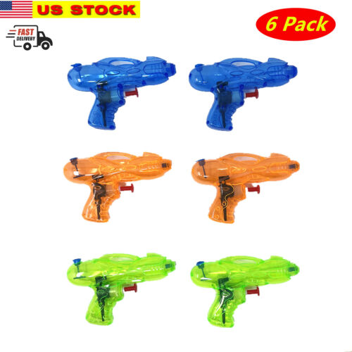 6 piece Mini Refillable Water Gun Blasters Kids Summer Fun Toys  Shoots 20 Feet