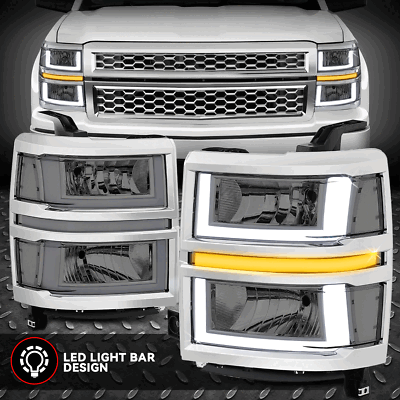 [U-LED DRL +последовательный сигнал] Для 14-15 фар Silverado 1500 с дымчатым/прозрачным покрытием