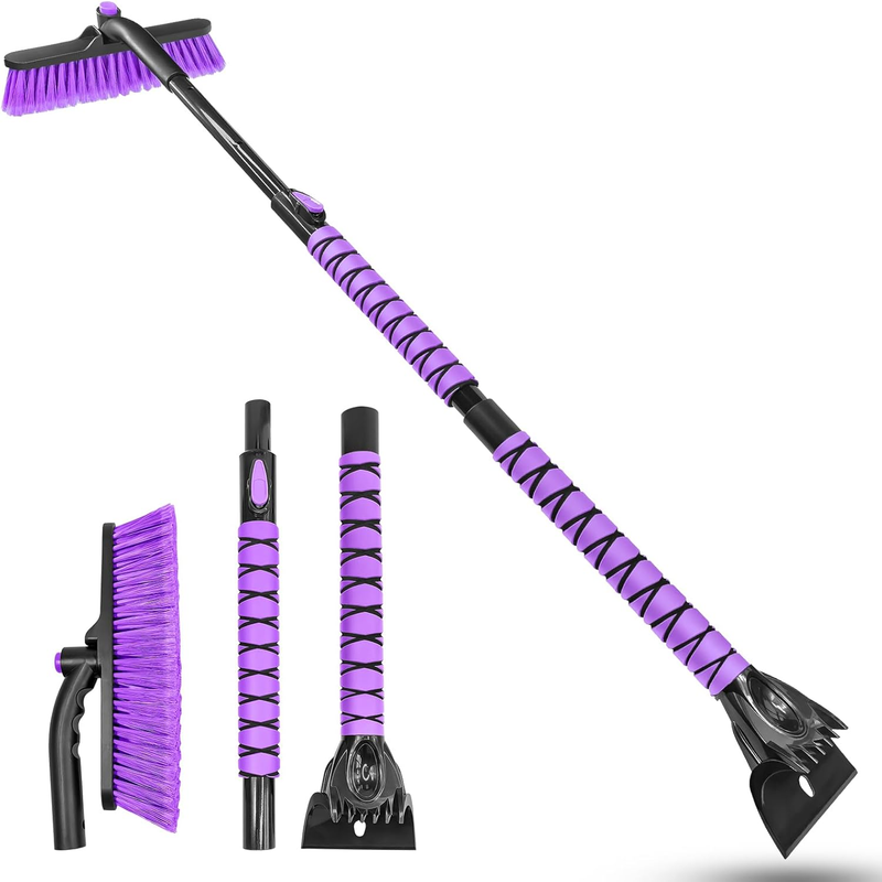 51in Extendable Snow Brush Ice Scraper Foam Grip Truck SUV Car...