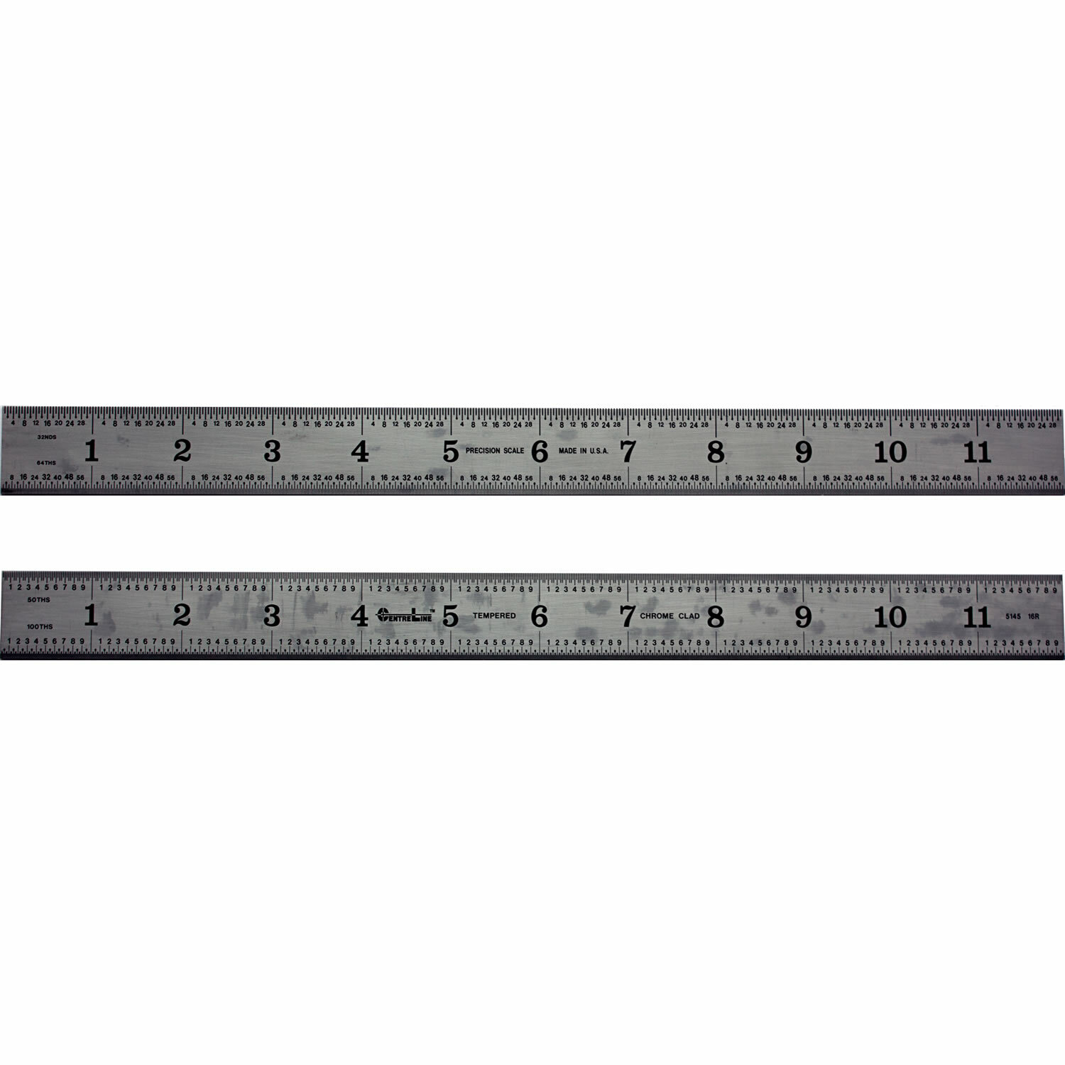  12 Inch 16R Rule Stainless 1/50, 1/100, 1/32, 1/64 Made in USA