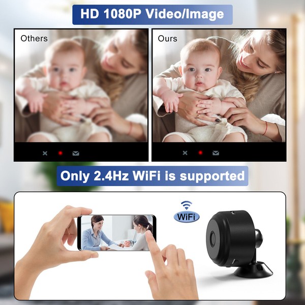 WiFi Small Mini Spy Camera HD Hidden IP Motion Night Vision Nanny Security Cam - Image 8