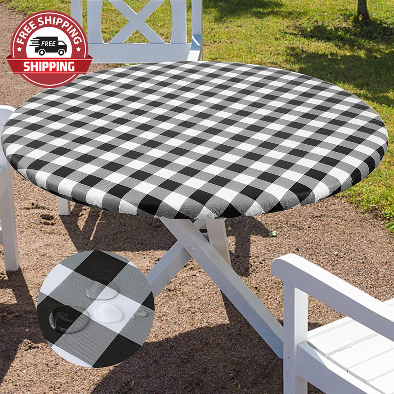 , Elastic Waterproof Fitted Vinyl Table Covers For 36