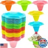 Alaeseje 100 PCS Snow Cone Cups,8 oz Plastic Flower Shaped Shaved Ice Drip Cups,Colorful Snow Cone Bowls for Holiday Summer Beach Party Birthday