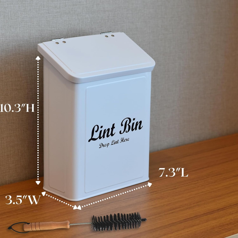 Magnetic Lint Bin for Laundry Room - Metal Lint Box with Lid for Laundry Room Li