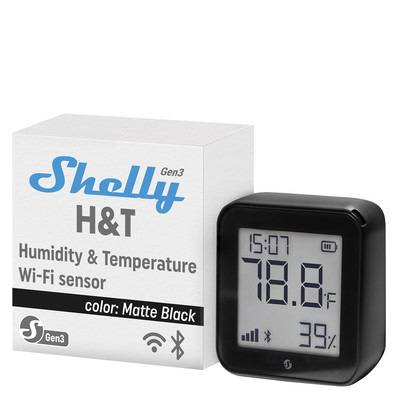 H&T Gen3 Black | Wi-Fi and Bluetooth Smart Temperature & Humidity Sensor with Re