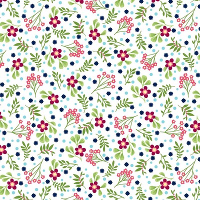 Benartex - Secret Garden - Sprigs - Sangria, Fabric By The Yard