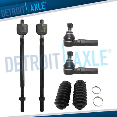 6pc Front Inner Outer Tie Rod & Boot for 1991 - 1998 Toyota Tercel Paseo 1.5L