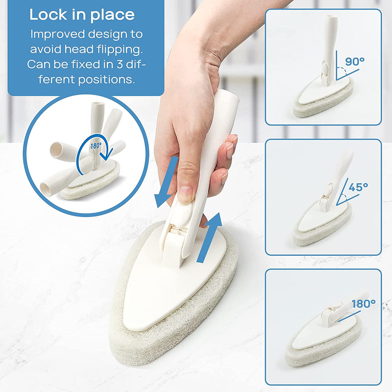 Shower Scrubber and Cleaning Brush Combo 51'' Aluminum Long Handle for Bathroom
