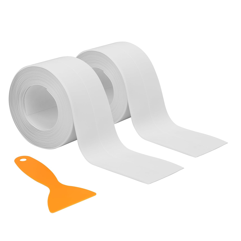 Caulk Tape 2 Rolls Self Adhesive Waterproof White Sink Caulking Sealant Tape, Ba
