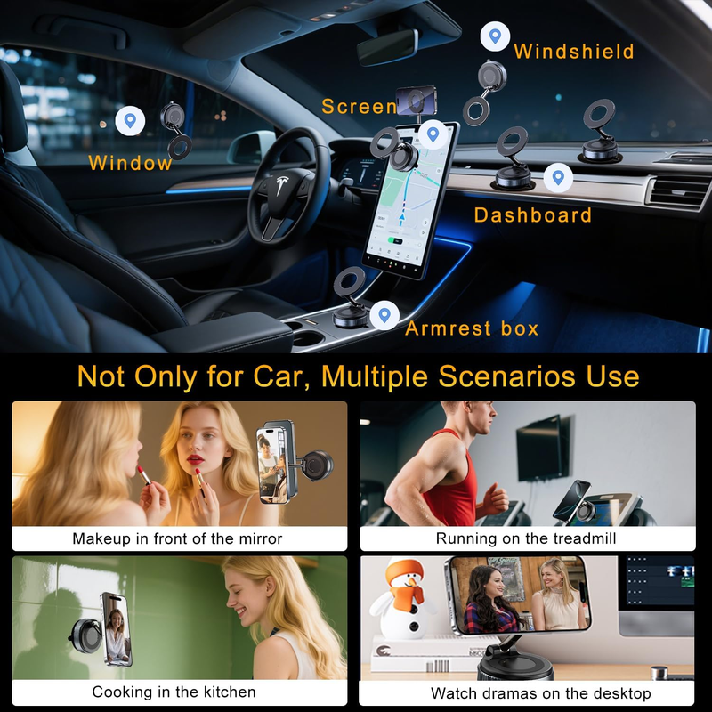 Upgraded Vacuum Magnetic Phone Holder for Car, Reinforced 98LBS Ultra Suction Cu