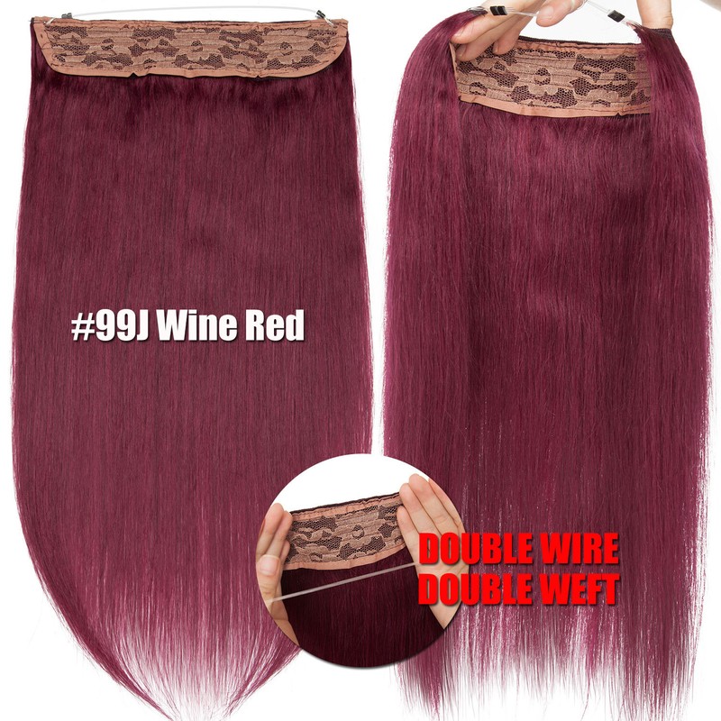 Highlight Wire 100% Remy Human Hair Extensions One Piece Thick Hidden Headband X