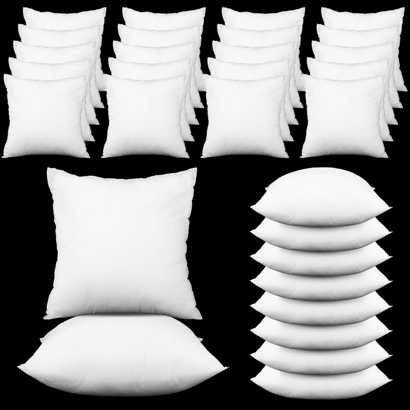30 Pack 18 X 18 Inches Pillow Inserts Bulk Square White Throw Pillow Insert, Pillow Inserts for Halloween Thanksgiving Christmas Home Office Decorative Pillows Insert