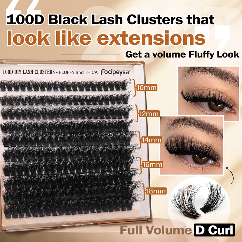 Fluffy Eyelash Extension Kit Volume Lash Clusters Kit 10-18mm Individual Lashes