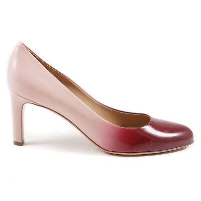 Pre-owned Ferragamo Salvatore  'leo 70' Ombre Effect Patent Leather Pumps 8.5 B $650 In Pink