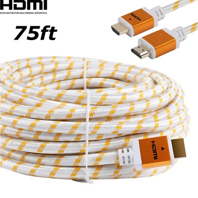 PREMIUM 75feet HDMI CABLE Cord 75FT For BLURAY 3D DVD XBOX PS4 HDTV 1080P White