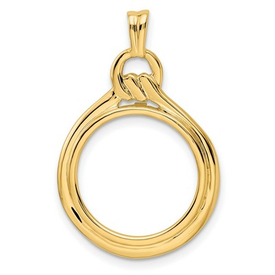 Pre-owned Jewelry Stores Network 1980-now 1/10 oz Krugerrand Prong Set Loop & Knot Coin Bezel In 14k Gold