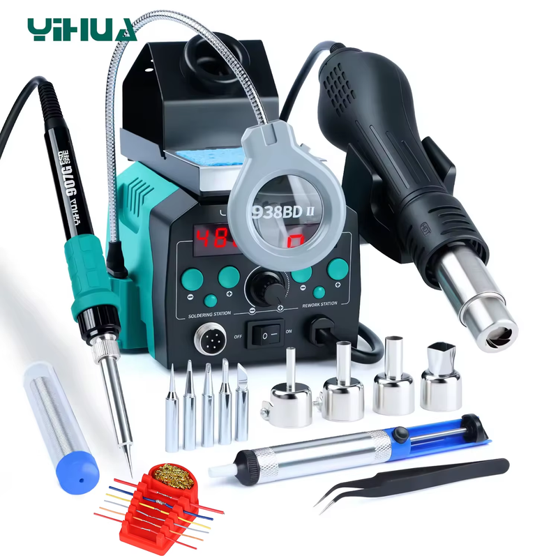 Soldering Station Professional Full Set Soldering Iron Heat Gun Rework Station O