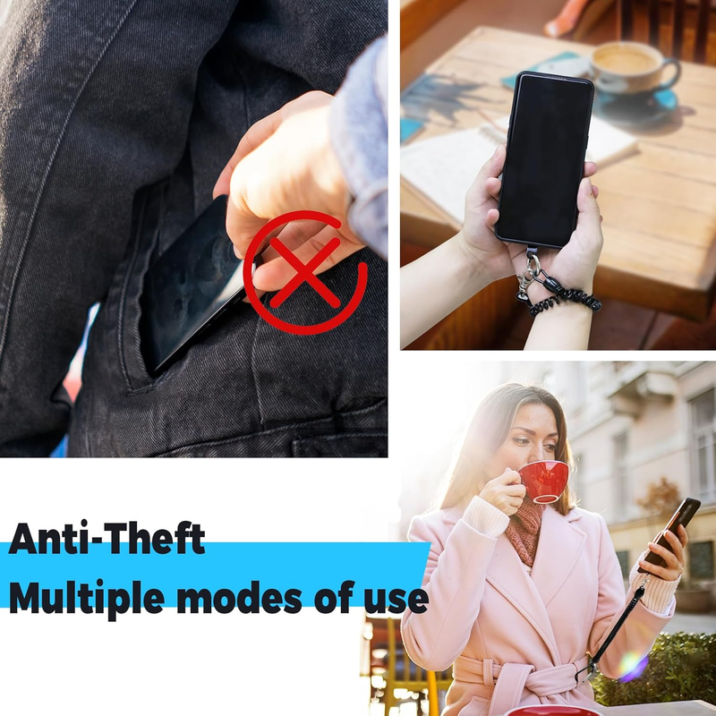 Phone Lanyard Tether with Patch, 2Pack of Anti Theft Phone Strap with Carabiner