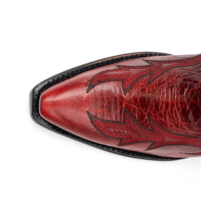 Pre-owned Ferrini Womens Scarlett V-toe Red Leather Cowboy Boots