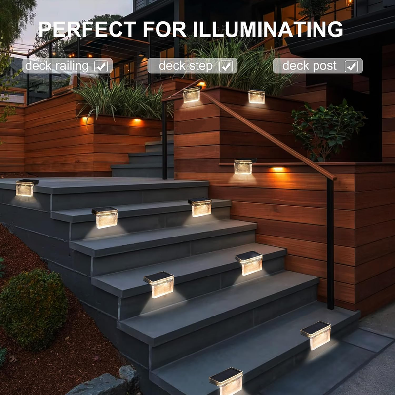 Solar Deck Lights 8 Pack, Solar Step Lights IP65 Waterproof Solar Powered Outdoo