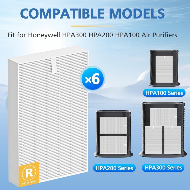 6 Pack HPA300 HEPA Replacement Filter R Compatible with Honeywell HPA300 Air Pur