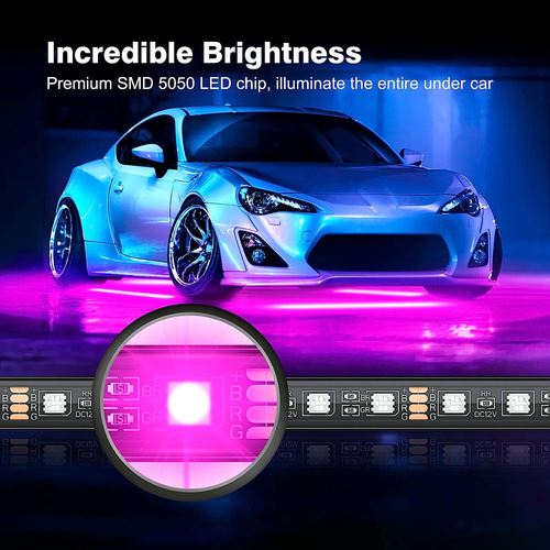 RGB LED Strip Under Car Tube Underglow Underbody System Neon Light Kit