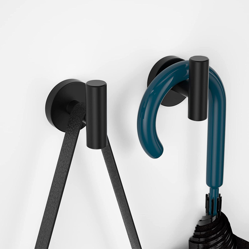 Towel Hooks for Bathrooms Wall Mount, 2 Pack Matte Black Towel Hook for Hanging,