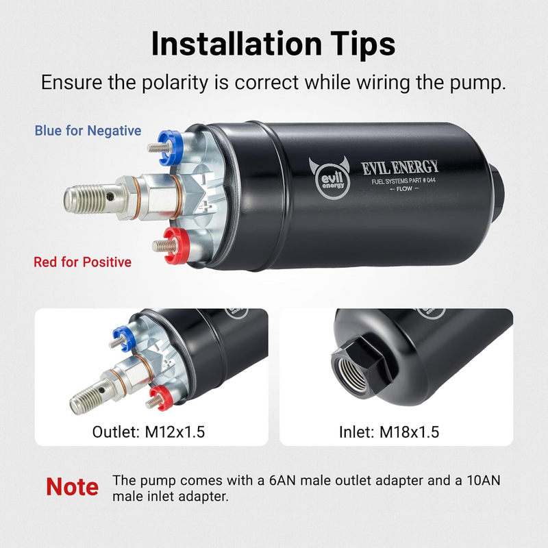 12V External Inline Fuel Pump Electric 300LPH High Flow Universal