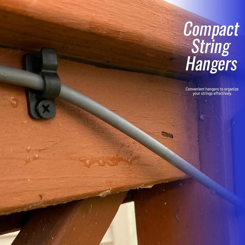 60Pack Outdoor String Light Clips Screw-in Hooks,Garden Hooks,Weatherproof Cable