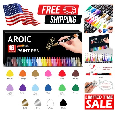 Smooth Application Oil Paint Markers - 16 Color Crafting Set with E-Book