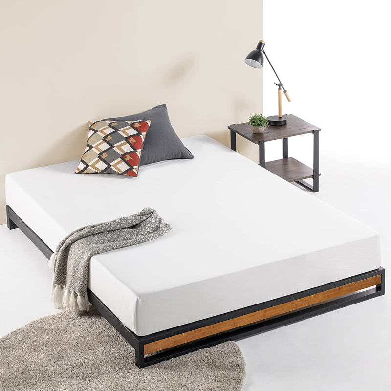 GOOD DESIGN Award Winner Suzanne 6 Inch Bamboo and Metal Platforma Bed Frame, No
