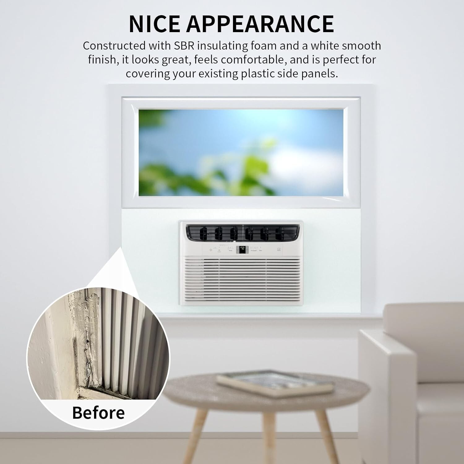 Window Air Conditioner,Side Insulated Foam Panel, Summer/Winter Heat and Draf...