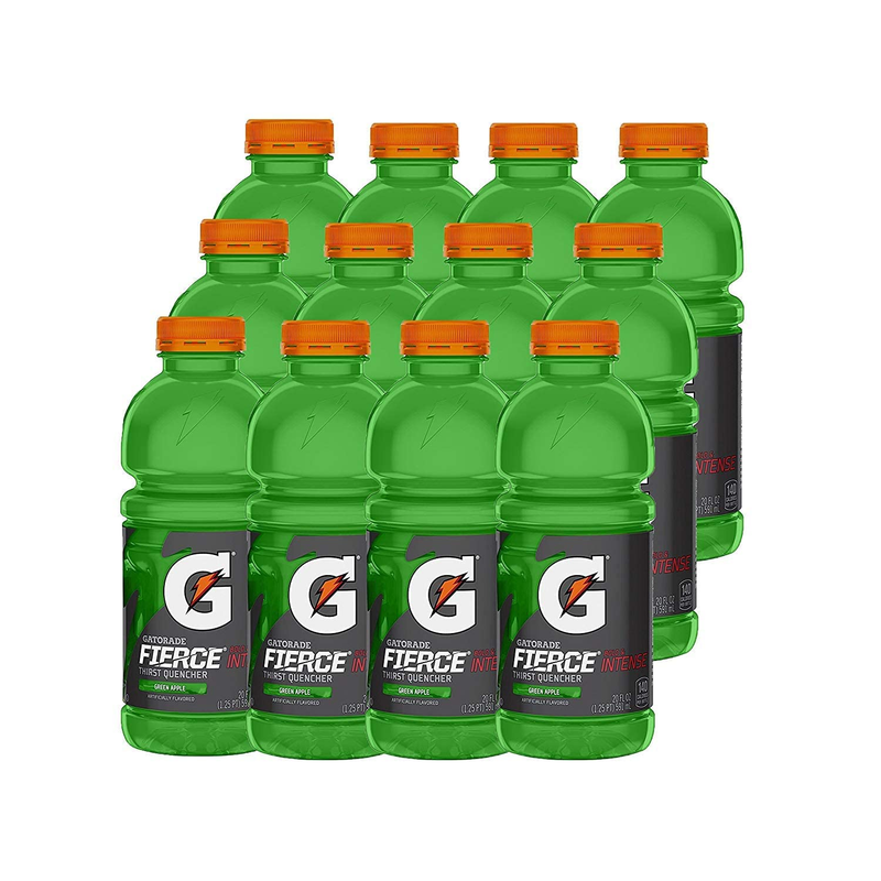 Gatorade Fierce, Green Apple, 20 Ounce Bottles (Pack of 12