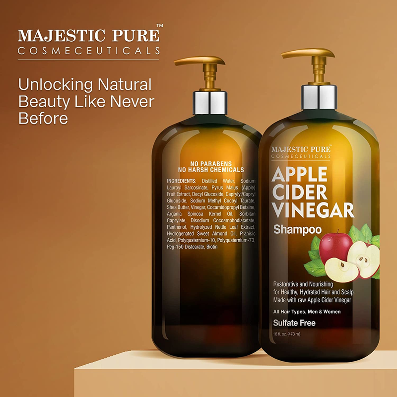 MAJESTIC PURE Apple Cider Vinegar Shampoo - Restores Shine & Reduces Itchy Scalp