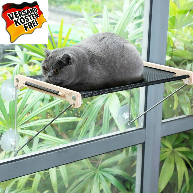 Katzen Fensterliege Hängematte Massivholz Metall Fensterbrett Saugnapf 1 Stück