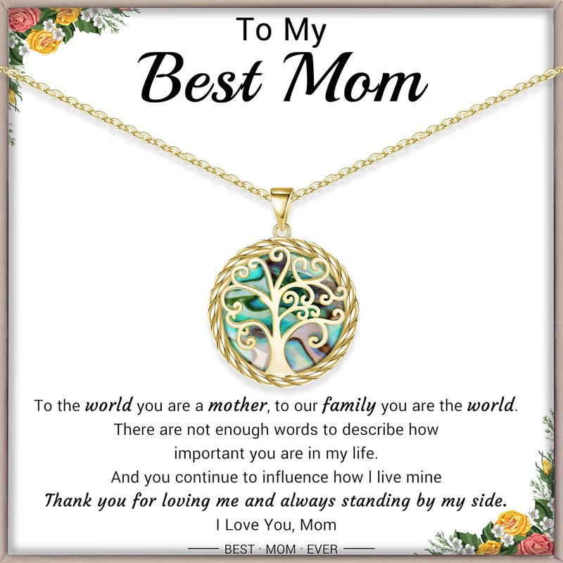 Mothers Day Gifts for Her Tree of Life Necklace for Women Birthday Gifts for Her Pendant Necklace with Shell Tree Mothers Day Gift for Mom Grandma Wife Daughter Anniversary Christmas Jewelry