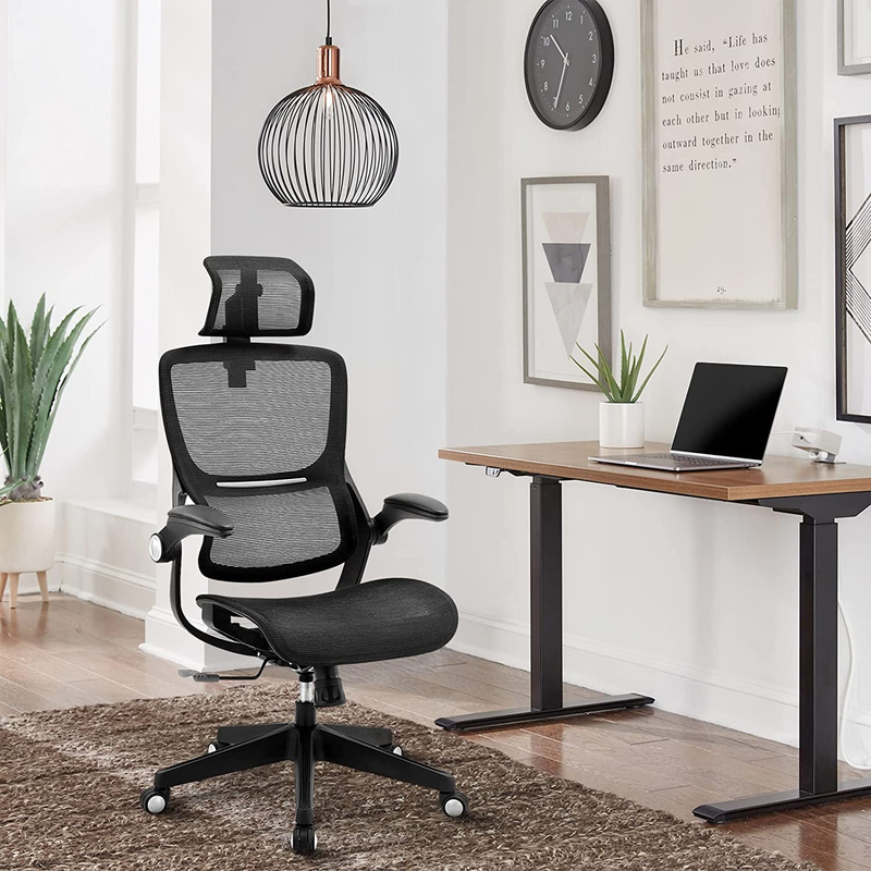Office Chair Ergonomic Desk Chair - Curved Linear Mesh Seat Lumbar Support Highb
