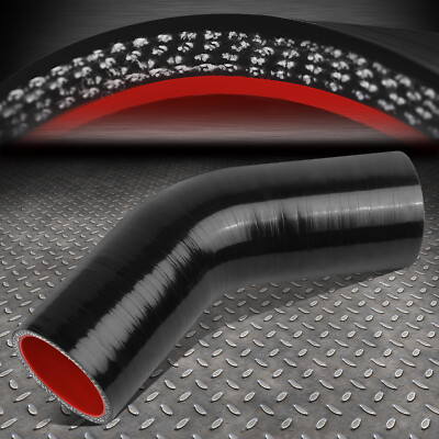 1.75 КОЛЕНЧАТАЯ МУФТА С УГЛОМ НАКЛОНА 45 ГРАДУСОВ, 3-СЛОЙНАЯ ЧЕРНО-КРАСНАЯ СИЛИКОНОВАЯ ШЛАНГОВАЯ МУФТА TURBO PIPE