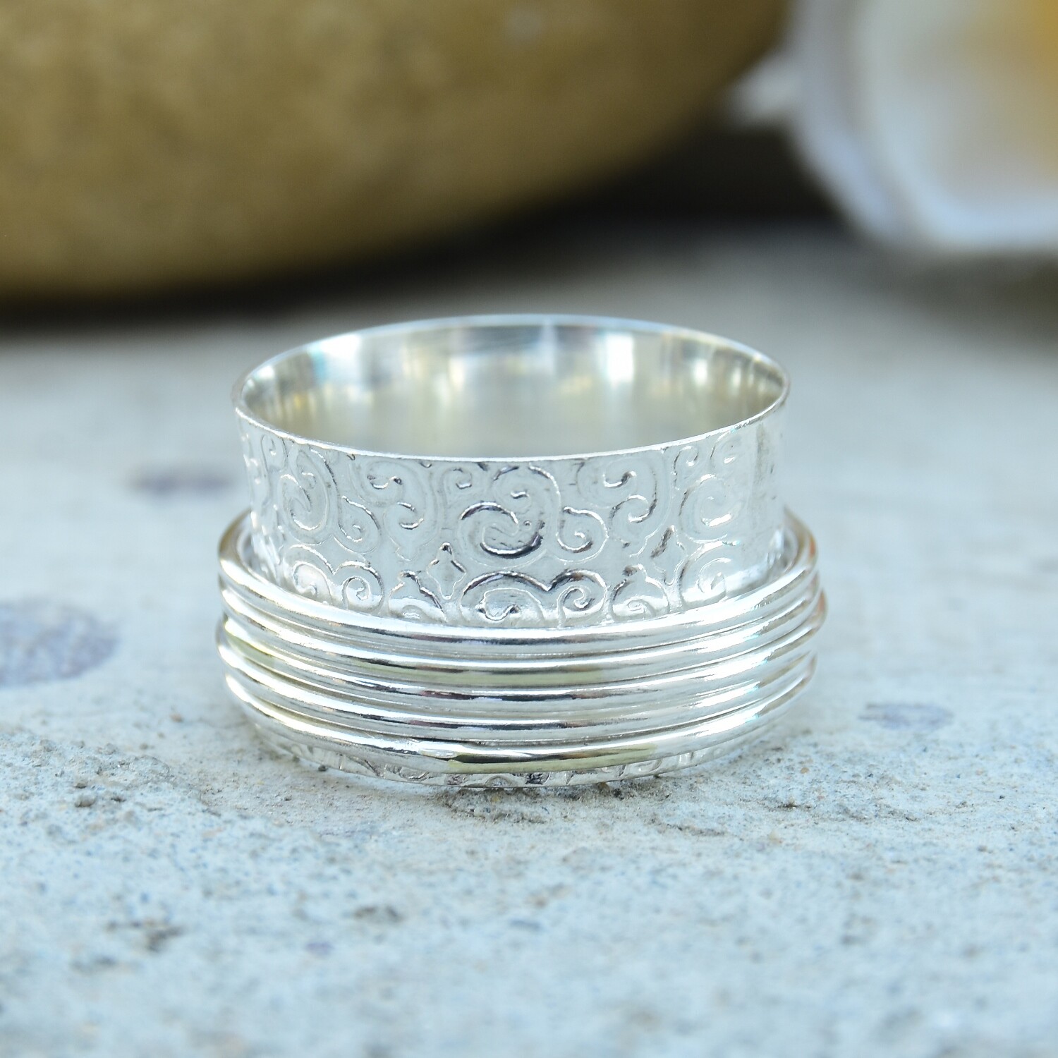 [韓国人気ジュエリー] Silver Ball Spining Ring Silver Spinner 925 Sterling Silver Ring WorryJewelry Gift