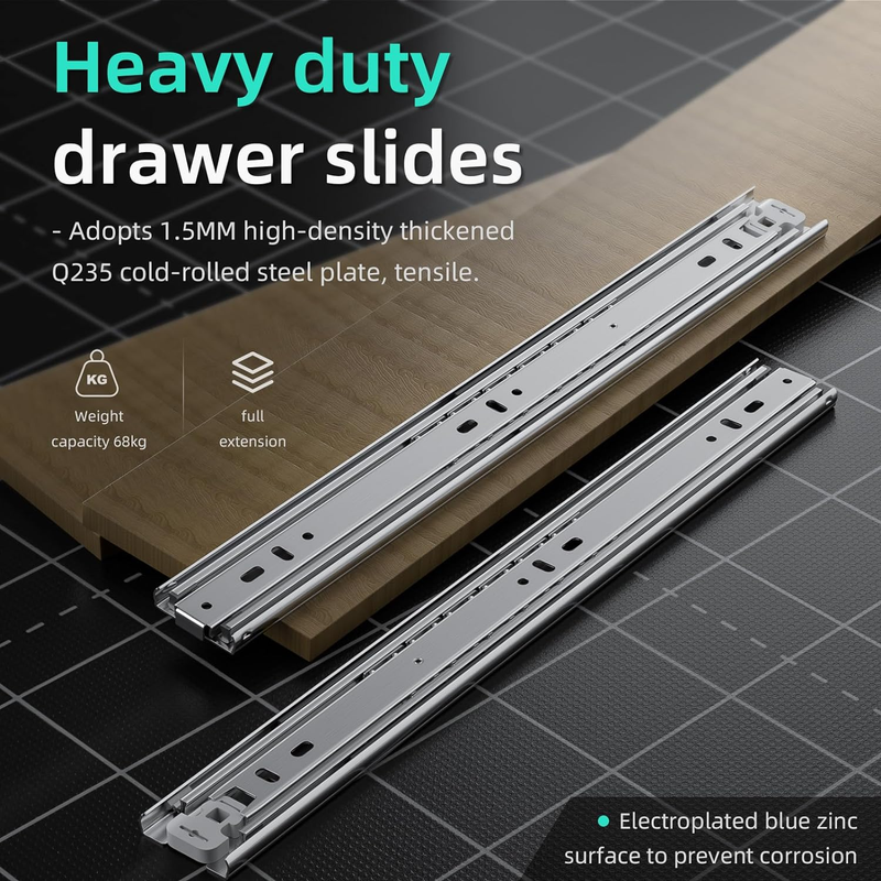 1 Pair 12 Inch 150 Lb Heavy Duty Drawer Slides Full Extension Ball Bearing Cabin