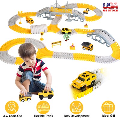 340Pcs Construction Race Track Kids DIY Construction Toys Flexible Car Track Toy