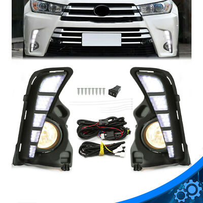 For Toyota Highlander 2017-2019 LED DRL Daytime Running Fog Lights Harness Kit