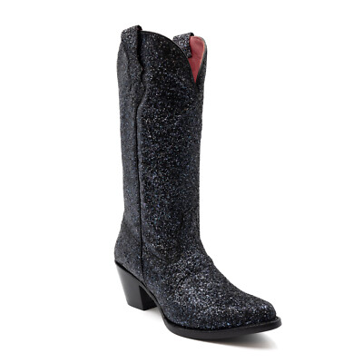 Pre-owned Ferrini Womens Dazzle V-toe Black Textile Cowboy Boots