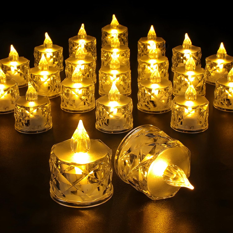 24 Pack Warm White LED Tea Light Candles, Battery Operated Fake Electric Candles