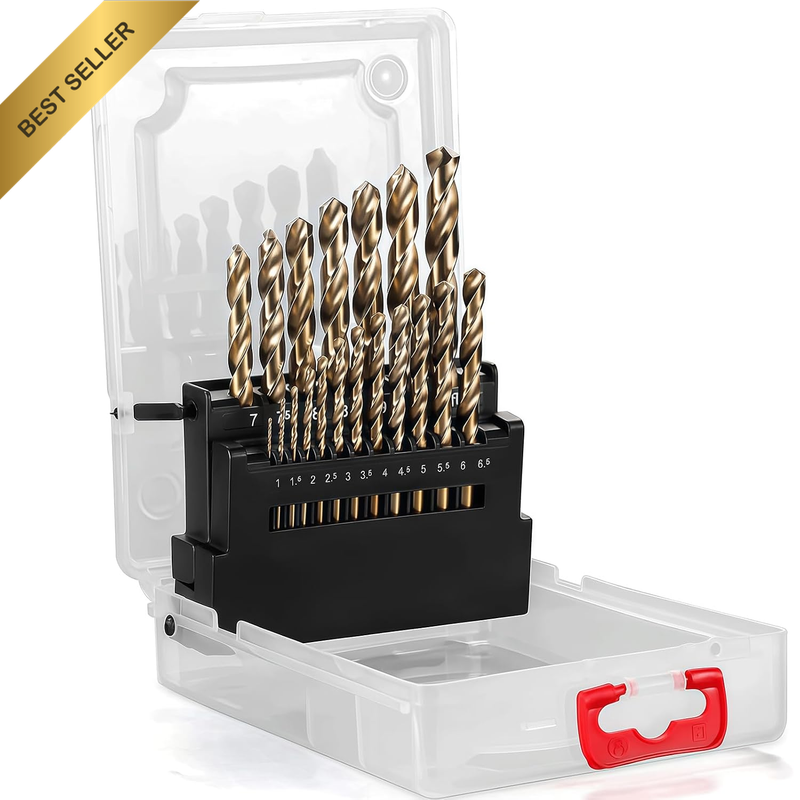 Cobalt Drill Bit Set for Metal, 25PCS M35 High Speed Steel Drill Bits Set 1-13Mm