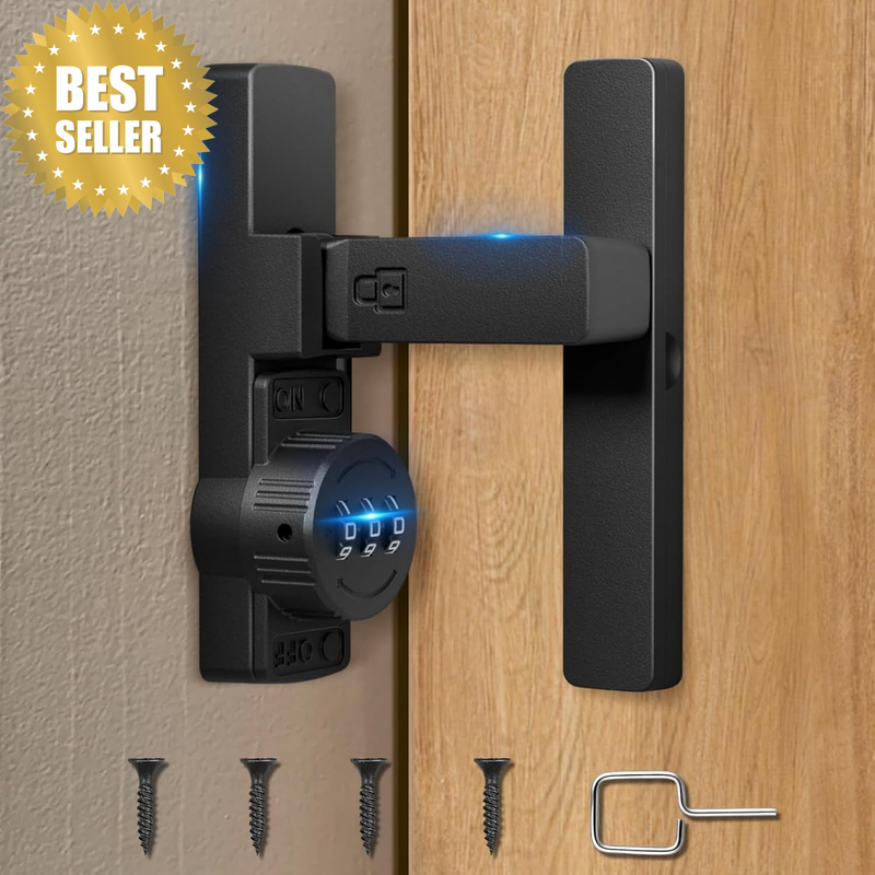 3 Digit Sliding Door Lock, 90 Degree Barn Door Gate Latch, Matte Black | 3 Digit