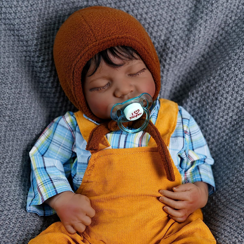 Black - 17-inch Soft Full Body Baby Dolls Real