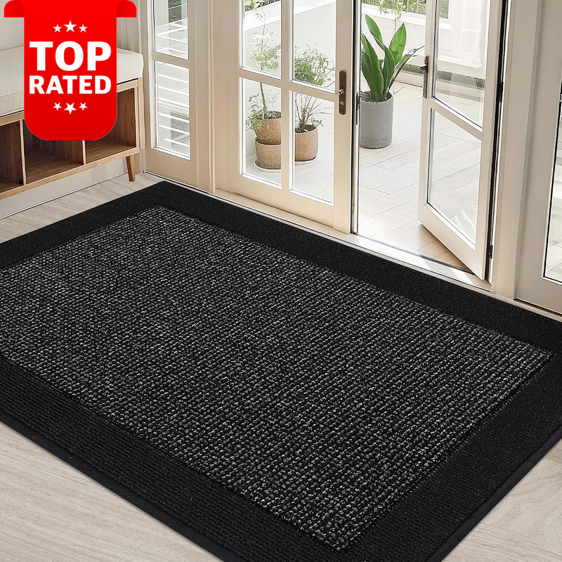 Non-Slip Welcome Door Mat 80x120cm Outdoor Indoor Dirt Trapper Black