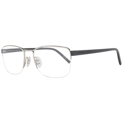 Pre-owned Porsche Design Glasses Frames P8357 B 54mm - Grey Metal Rectangular Full-rim In Clear, Demo Lenses